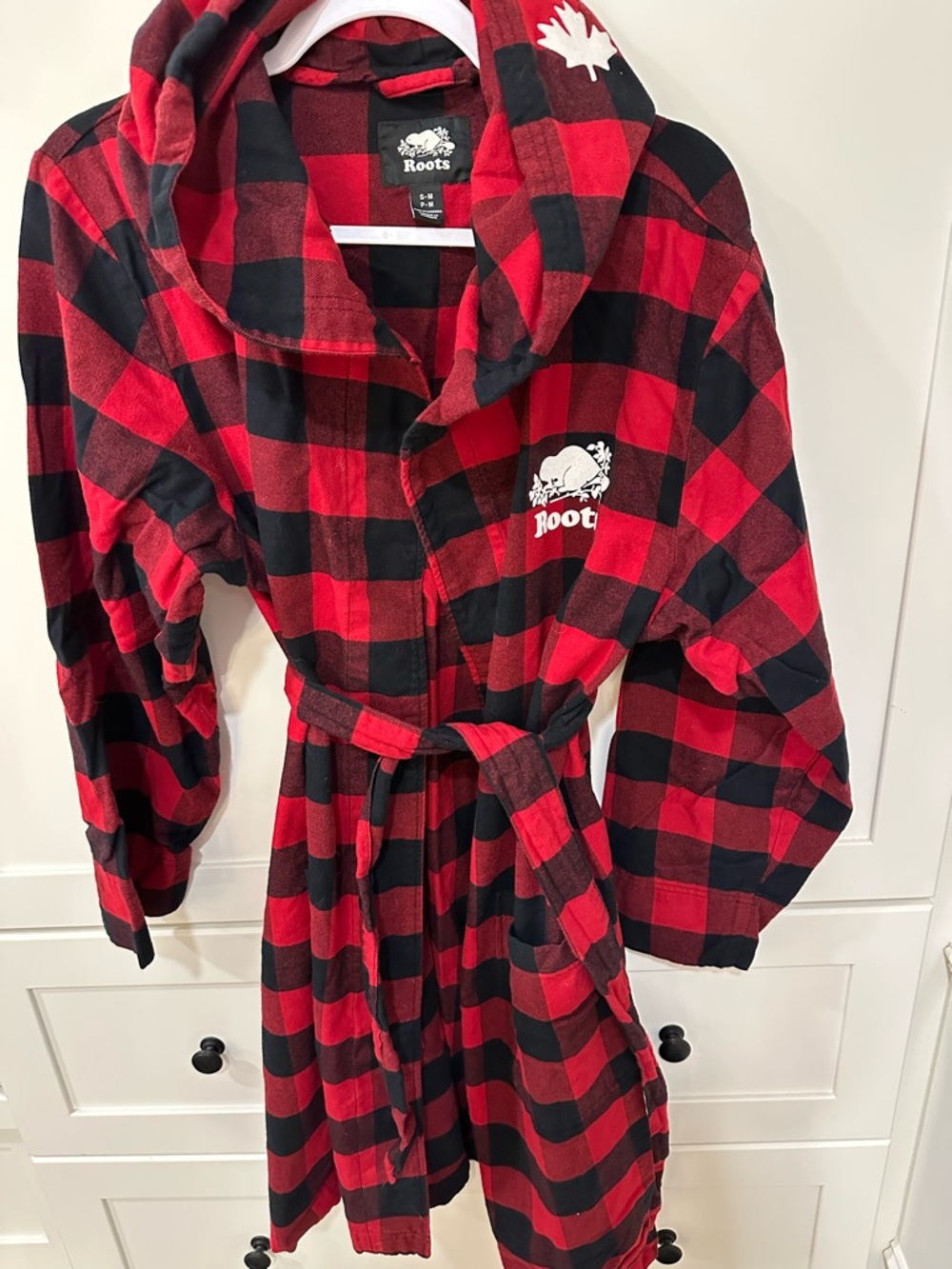 Roots Red and Black Buffalo Plaid Hooded Robe